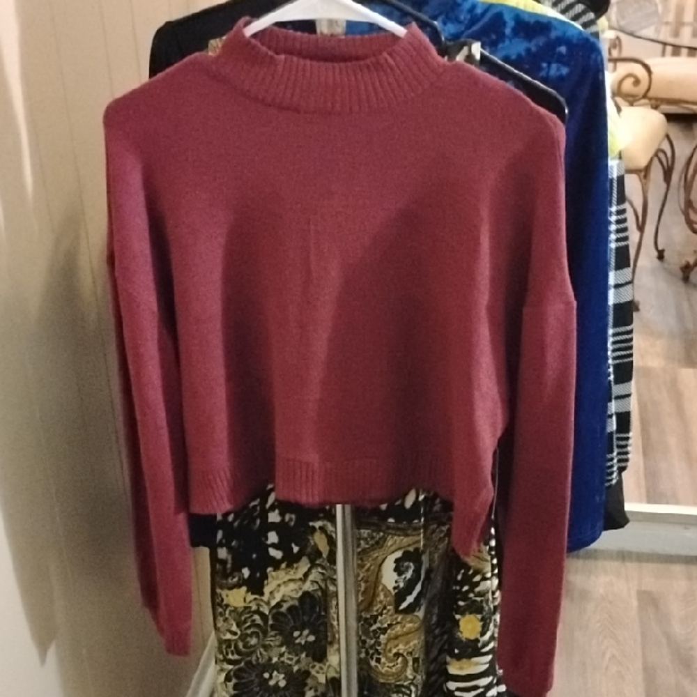 SO Red Cowl Neck Sweater